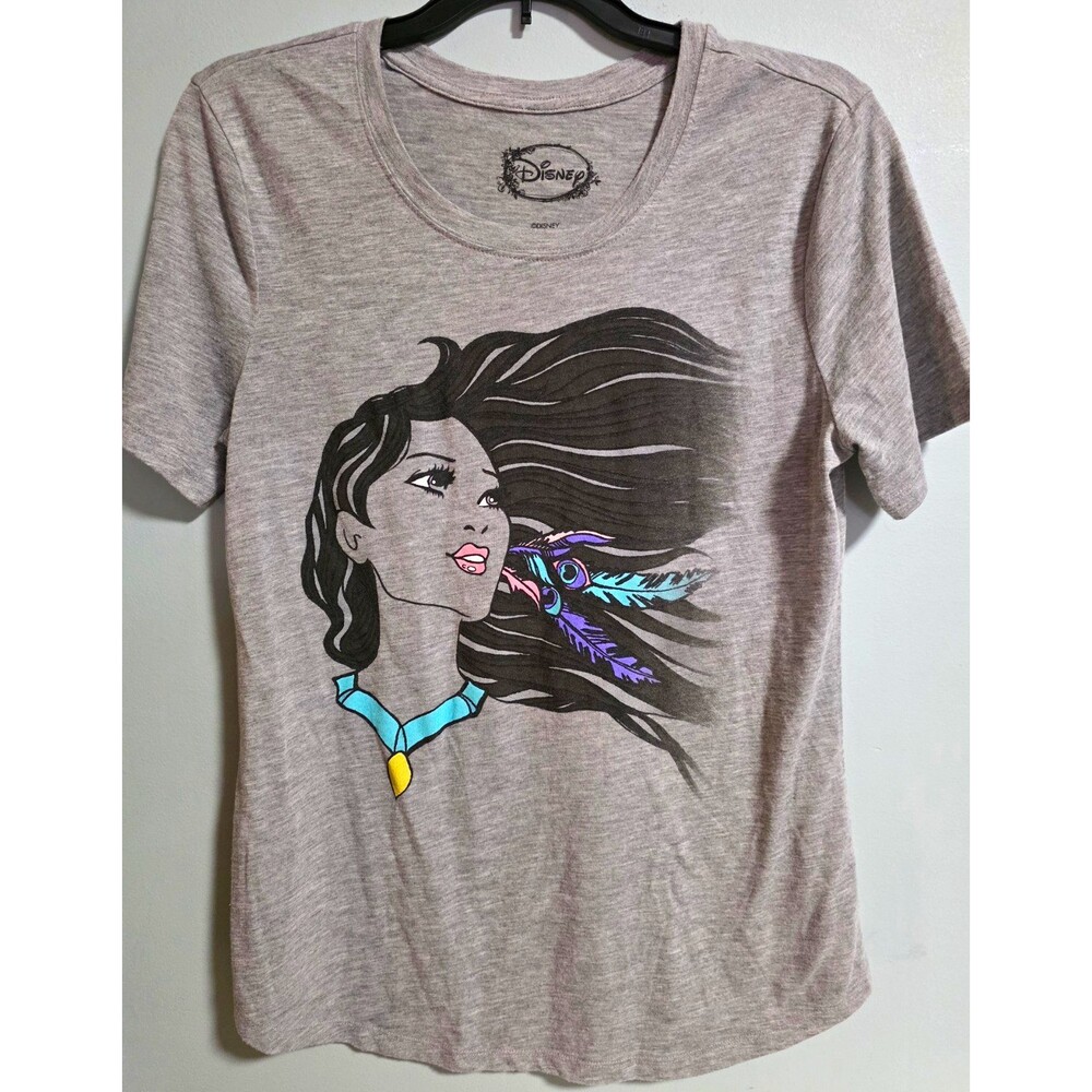Disney Pocahontas Graphic T-Shirt, Gray, Adult Size S, Disney Franchise